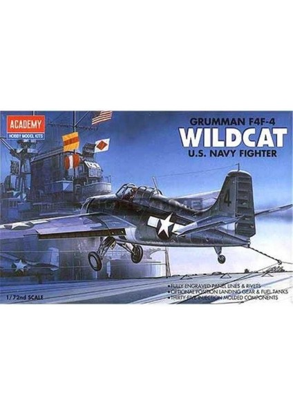 12451 1/72 Ölçek, F4F-4 Wildcat Savaş Uçağı, Plastik Model Kiti