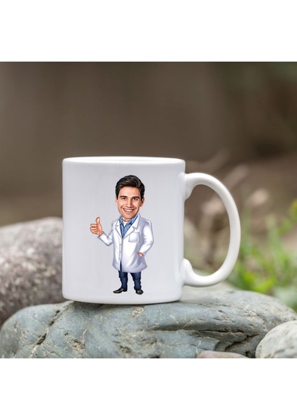 Kişiye Özel Bardak - Karikatür Bardak - Erkek Doktor Bardağı