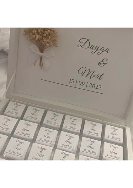 Karton Kutu 48 Li Söz Nişan Çikolatası Çiçek Desenli fiyatları