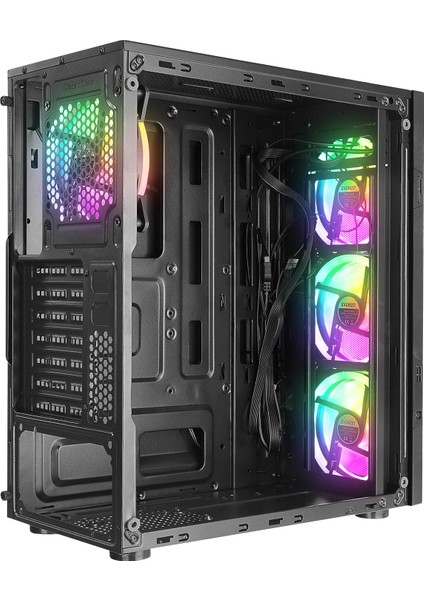 Crest V1 Mesh Temperli Camlı 4X12CM Auto Rgb Fan Atx Mid-T Gaming Oyuncu Kasası