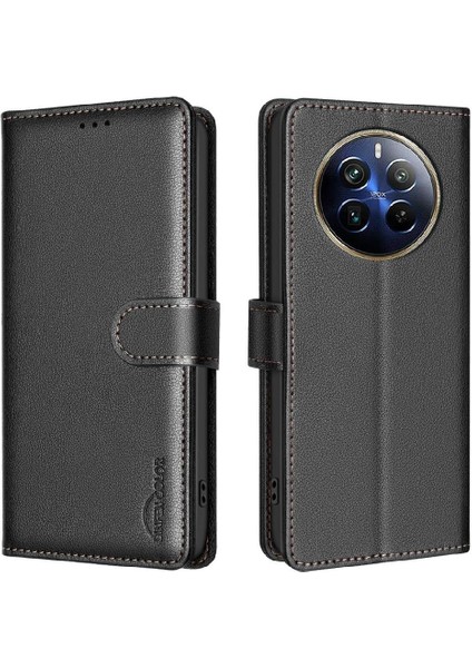 Realme 12 Pro Artı 5g Için Flip Case Pu Deri Cüzdan Manyetik Kart Tutucu (Yurt Dışından)