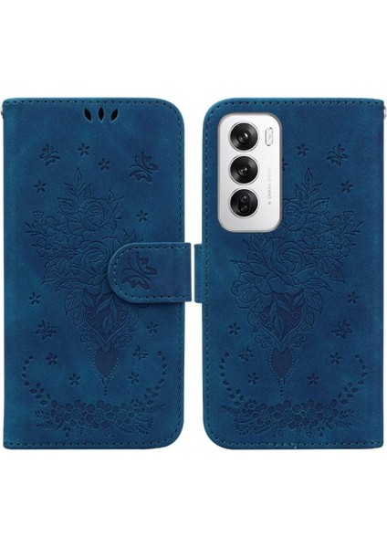 Oppo Oppo 12 5g Için Kickstand Cüzdan Kılıf Kabartma Gül Çiçekler Flip Pu (Yurt Dışından)