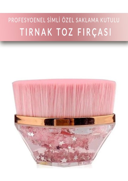 Simli Tırnak Toz Fırçası Nail Brush (Özel Saklama Kutulu)