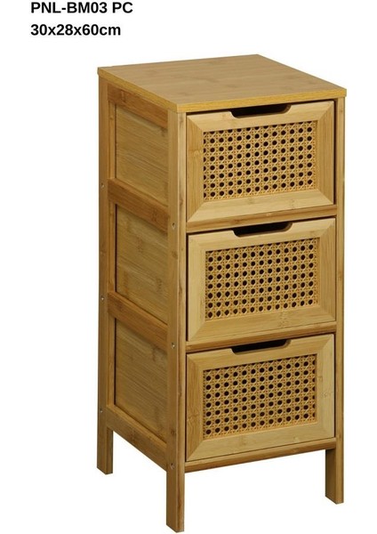 Bambu Rattan 3 Çekmeceli Dolap BM03