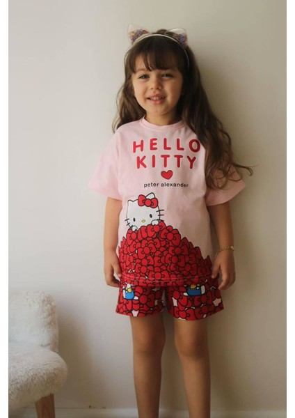 Minigimin Cicileri Hello Kty Kalp Desen Yazlık Kız Çocuk 2 Li Takım - Pembe