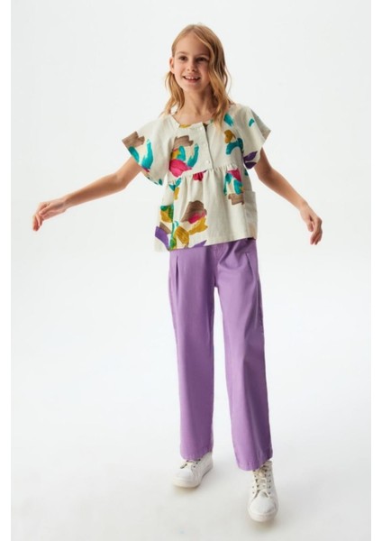 Minigimin Cicileri Fırçalı Keten Kız Çocuk Buluz - Çok Renkli modelleri