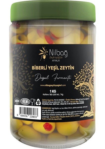 Ayvalık Biberli Yeşil Zeytin 1 Kg.