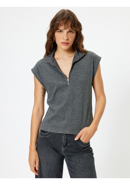 Yarım Fermuarlı Süveter Dik Yaka modelleri