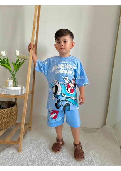 Minigimin Cicileri Mcky Mse Desen Yazlık Erkek Çocuk 2 Li Takım - Açık Mavi
