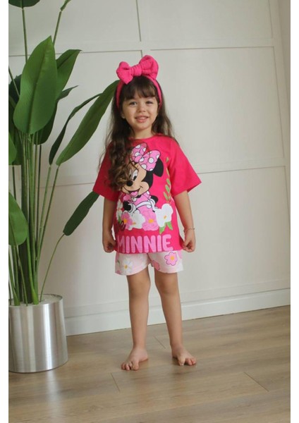 Mnn Puantiye Çiçek Desen Yazlık Kız Çocuk 2 Li Takım Fuşya fiyatları