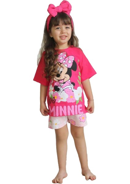 Mnn Puantiye Çiçek Desen Yazlık Kız Çocuk 2 Li Takım Fuşya modelleri