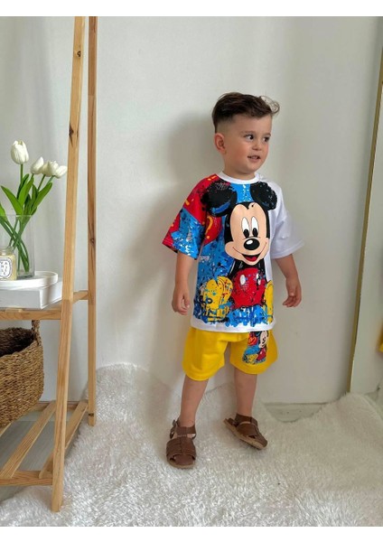 Minigimin Cicileri Mcky Boya Desen Yazlık Erkek Çocuk 2 Li Takım - Beyaz fiyatları