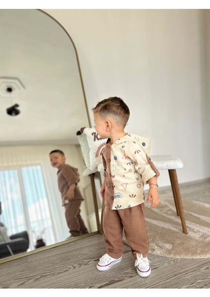 Müslim Gömlek Pantolon Erkek 2 Li Takım - Kahverengi modelleri
