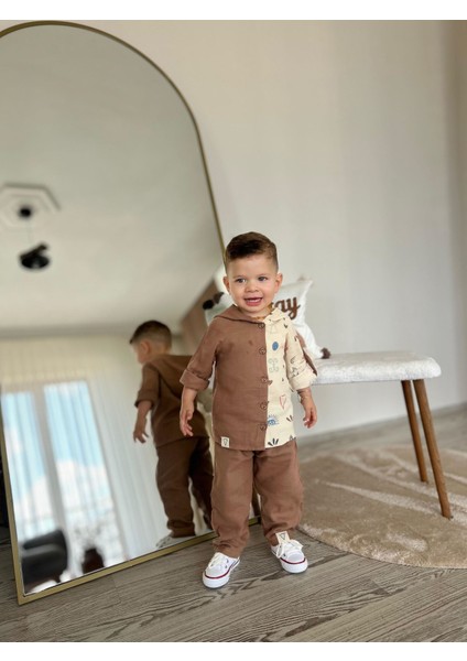 Müslim Gömlek Pantolon Erkek 2 Li Takım - Kahverengi indirimleri