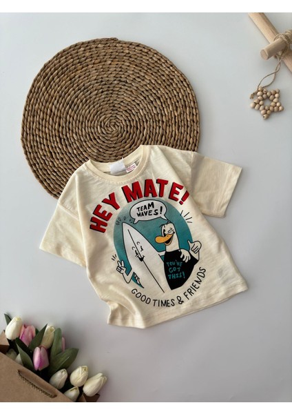 Hey Mate Erkek Çocuk Tşört - Bej