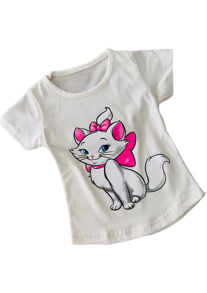 Sevimli Kedicik Kız Çocuk Tşört- Krem fiyatları