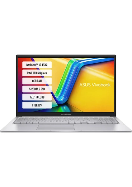 X1504ZA-NJ672 Intel Core i5-1235U 8GB 512GB SSD 15.6" Freedos Taşınabilir Bilgisayar