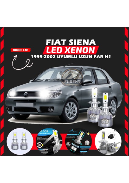 Fiat Siena 1999-2002 Uzun Far Uyumlu Şimşek Etkili Led Xenon Performance Series H1