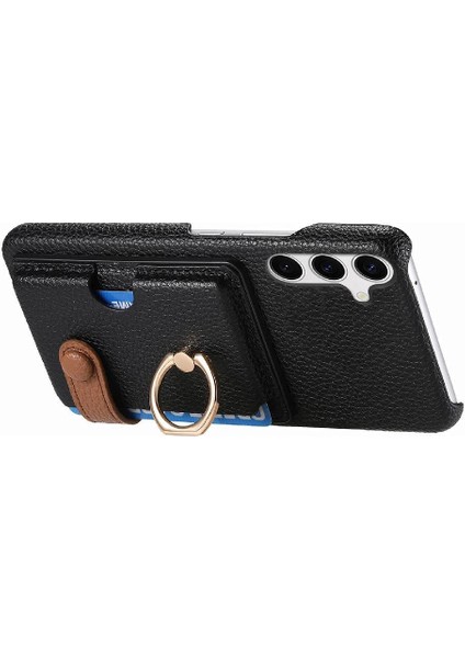 Samsung Galaxy S24 Premium Dokulu Deri Kart Yuvaları Halka Standı (Yurt Dışından) fiyatları