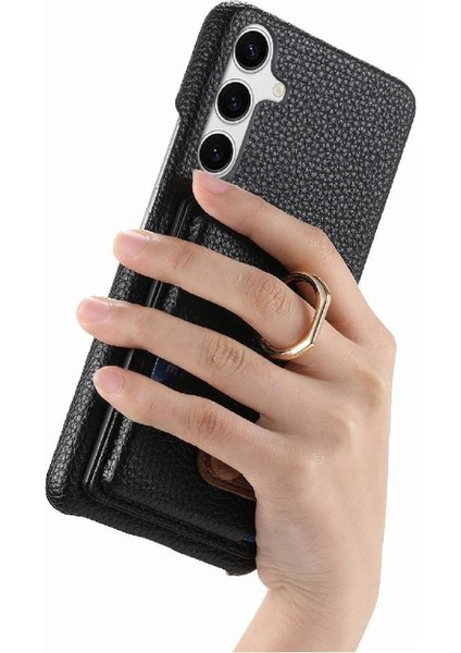 Samsung Galaxy S24 Premium Dokulu Deri Kart Yuvaları Halka Standı (Yurt Dışından) indirimleri