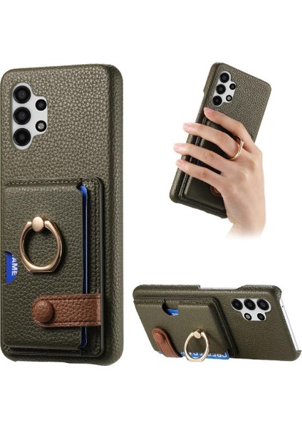 Samsung Galaxy A13 4g Premium Dokulu Deri Halka Standı Kartı (Yurt Dışından)