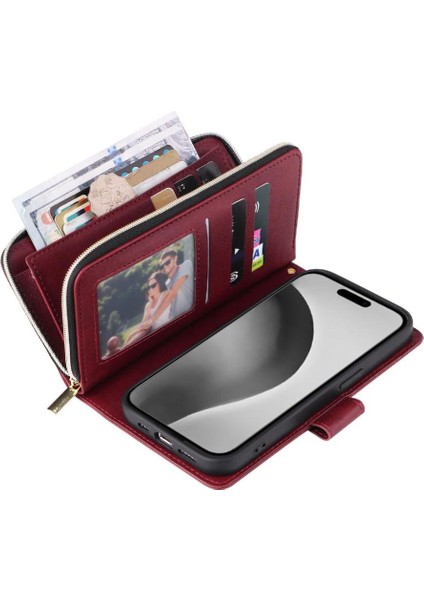 IPhone 16 Için Kılıf Pro Max Cüzdan Kılıf ile 9 Kart Yuvaları ile Kapak Çevirin (Yurt Dışından)