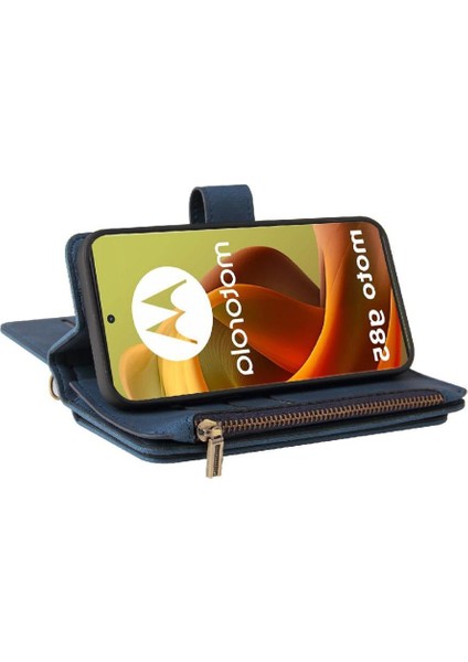 Cüzdan Telefon Kılıfı ile Motorola Moto G85 Için Kart Yuvası Standı Fermuar Poket (Yurt Dışından)