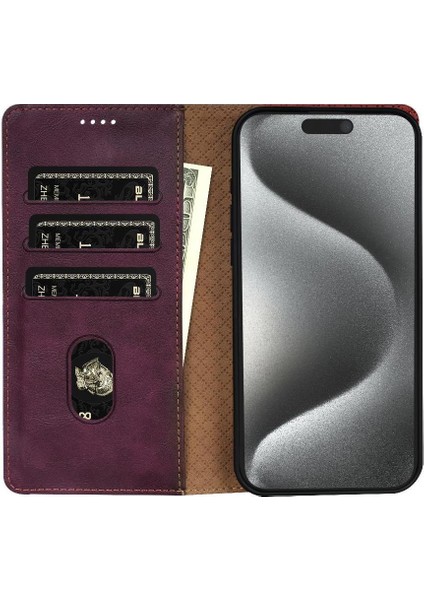 IPhone 14 Için Flip Case Pro Manyetik Kapatma Anti Kayma Yan Cep Kartı (Yurt Dışından)