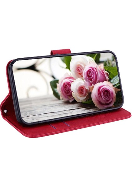 IPhone 16 Için Kılıf Pro Max Kabartma Gül Çiçekler Cüzdan Kılıf Kickstand Flip (Yurt Dışından)