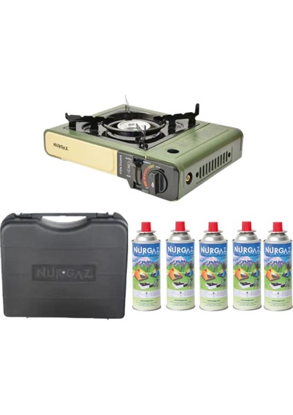 Portatif Kamp Ocağı Ng 501 + Özel Çantası + 5 Adet 220 gr Ocak Kartuşu