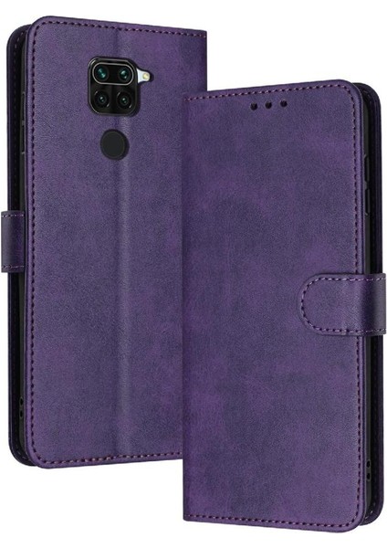 Xiaomi Redmi Not 9 Için Flip Case 4g Kart Yuvası ile Saf Renk Pu Deri (Yurt Dışından)