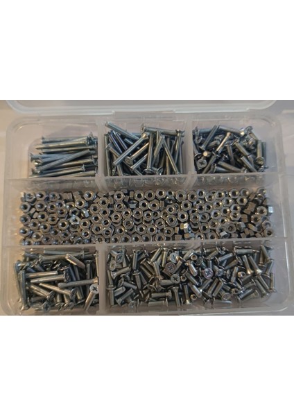M3 Yhb Vida Somun SETI-310 Adet-Metrik 3mm-Boy 10-15-20-25-30 mm Organizer Kutulu