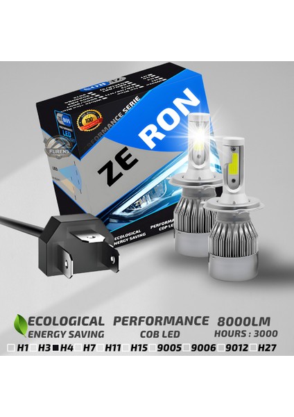 Fiat Tempra Uzun - Kısa Far Uyumlu Şimşek Etkili Led Xenon Performance Series H4