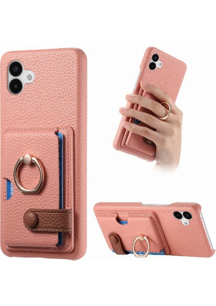 Samsung Galaxy A04 Halka Standı Kart Yuvaları Premium Dokulu Deri (Yurt Dışından)
