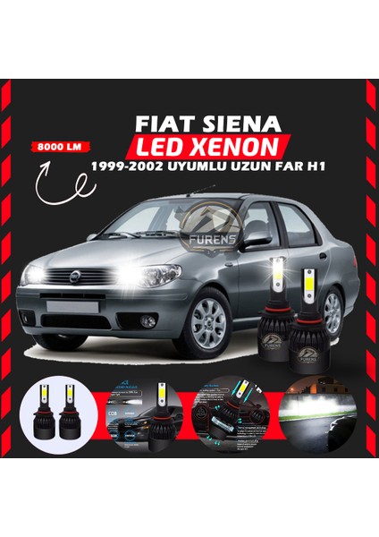 Fiat Siena 1999-2002 Uzun Far Uyumlu Şimşek Etkili Led Xenon Light Series H1