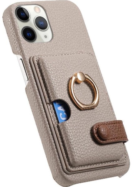 IPhone 11 Için Kılıf Pro Premium Dokulu Deri Kart Yuvaları Halka Standı (Yurt Dışından)