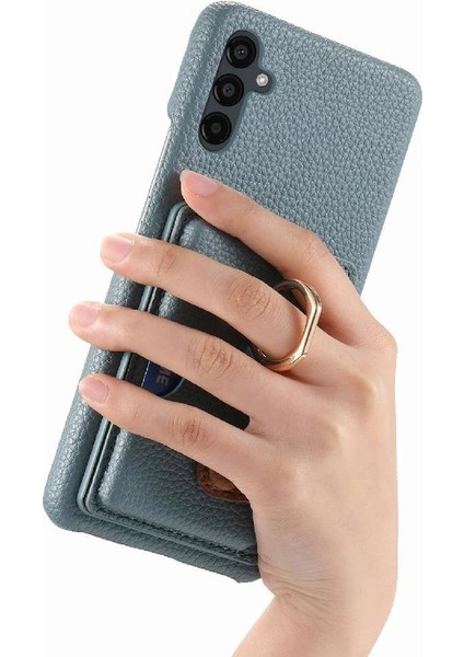 Samsung Galaxy A24 Kart Yuvaları Halka Standı Premium Dokulu Deri (Yurt Dışından)