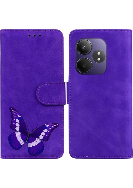 Realme Gt 6 Için Flip Case Kelebek Renk Baskılı Cüzdan Flip Folio Kapak (Yurt Dışından)