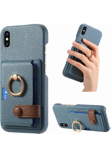 IPhone X/xs Kart Yuvaları Halka Standı Premium Dokulu Deri (Yurt Dışından)