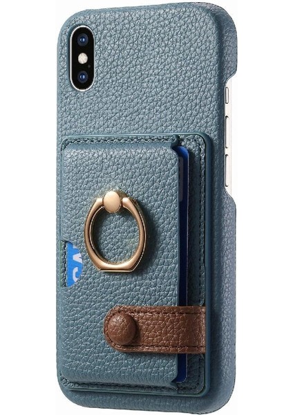 IPhone X/xs Kart Yuvaları Halka Standı Premium Dokulu Deri (Yurt Dışından)