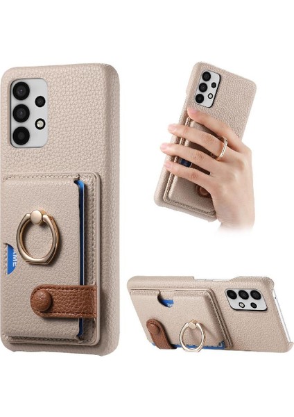 Samsung Galaxy A32 5g Premium Dokulu Deri Kart Yuvaları Halka (Yurt Dışından)