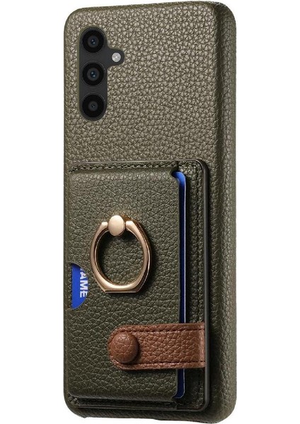 Samsung Galaxy A34 Halka Standı Kart Yuvaları Premium Dokulu Deri (Yurt Dışından)