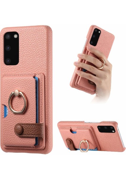 Samsung Galaxy S20 Artı Halka Standı Premium Dokulu Deri Kart (Yurt Dışından)