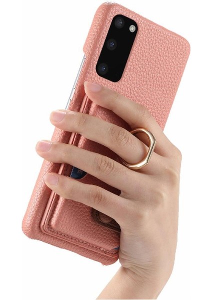 Samsung Galaxy S20 Artı Halka Standı Premium Dokulu Deri Kart (Yurt Dışından)