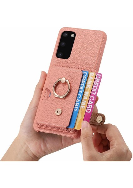 Samsung Galaxy S20 Artı Halka Standı Premium Dokulu Deri Kart (Yurt Dışından)