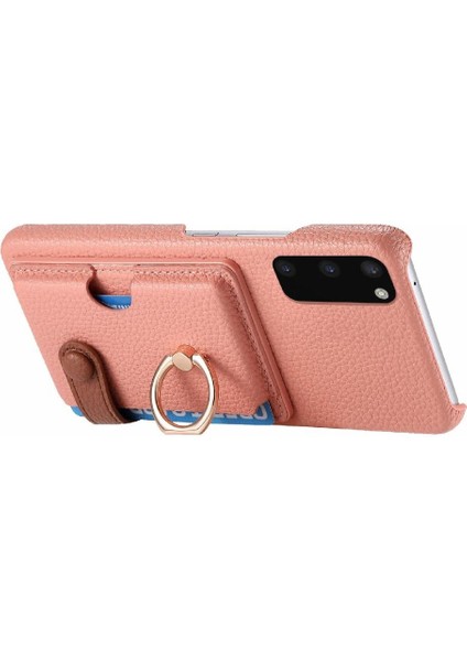 Samsung Galaxy S20 Artı Halka Standı Premium Dokulu Deri Kart (Yurt Dışından)