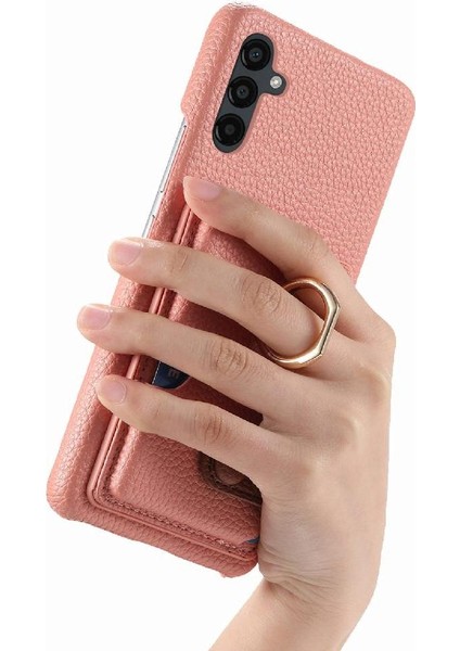 Samsung Galaxy A24 Kart Yuvaları Halka Standı Premium Dokulu Deri (Yurt Dışından)
