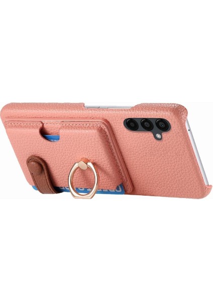 Samsung Galaxy A24 Kart Yuvaları Halka Standı Premium Dokulu Deri (Yurt Dışından)