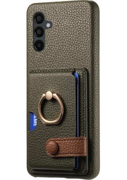 Samsung Galaxy A24 Kart Yuvaları Halka Standı Premium Dokulu Deri (Yurt Dışından)