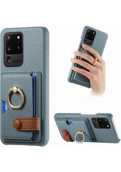 Samsung Galaxy S20 Ultra Halka Standı Premium Dokulu Deri Kart (Yurt Dışından)